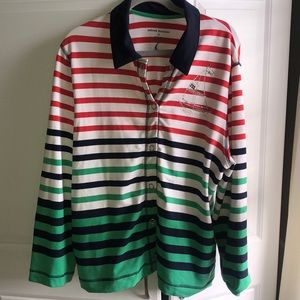 Alfred Dunner Striped Cardigan Women's size‎ 16 Ssilboad faux Rhinestones